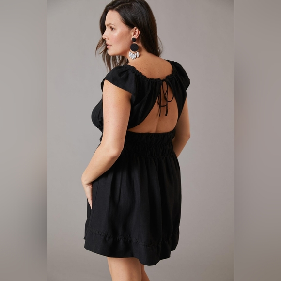 NWT Anthropologie black smocked waist dress - Picture 2 of 4